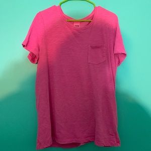 PINK Solid Pink Pocketed T-Shirt